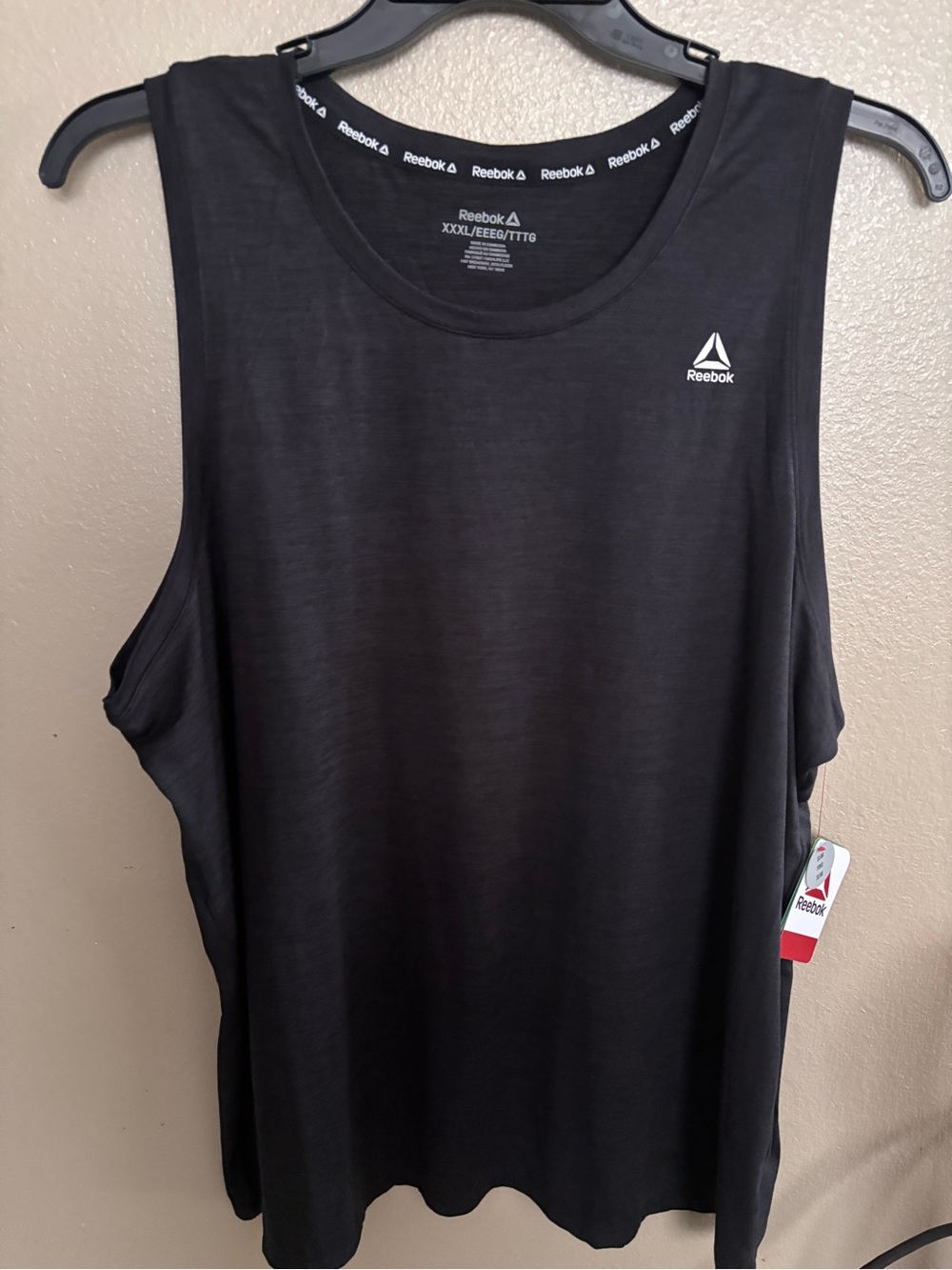 Reebok Men’s Black Performance Tank Top with White Logo